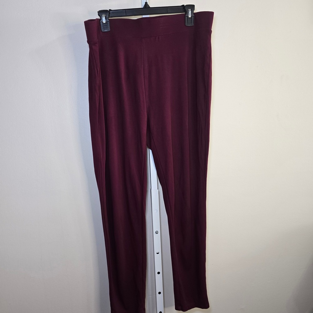 Ashley Stewart Women Plus Size 18/20 Burgundy Ponte Knit‎ Pull On Leggings Pants